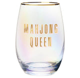 Gold Foil Stemless Wine Glass - Mahjong Queen