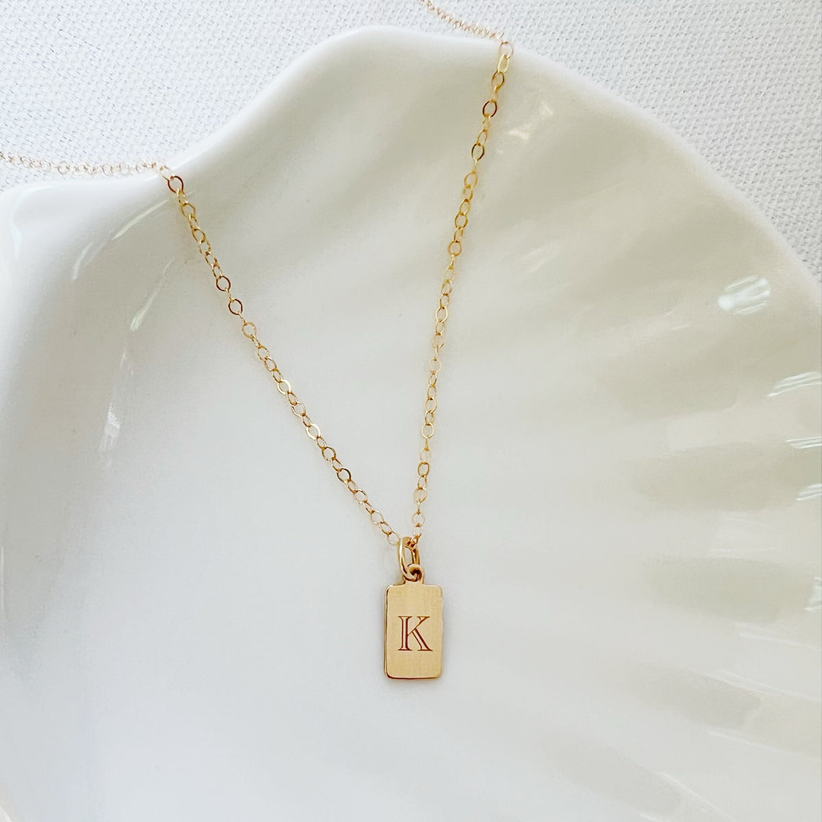 Mini Initial Tag Necklace – True by Kristy