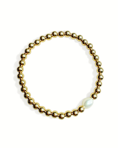 Solitaire Pearl Stretch Bracelet
